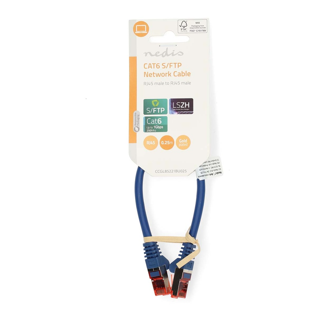 Nedis CCGL85221BU025 CAT6 Netwerkkabel S/FTP 0,25m Blauw