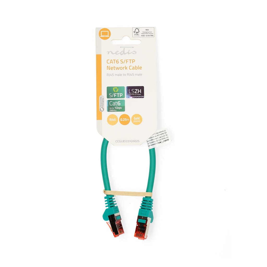 Nedis CCGL85221GN025 CAT6 Netwerkkabel S/FTP 0,25m Groen