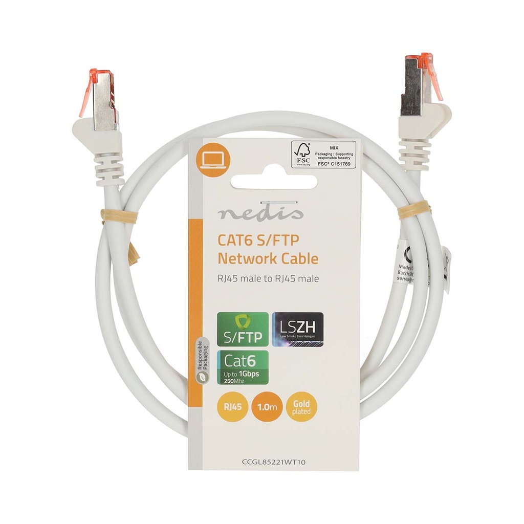 Nedis CCGL85221WT10 CAT6 Netwerkkabel S/FTP 1m Wit