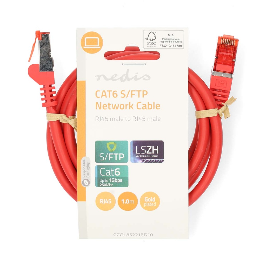 Nedis CCGL85221RD10 CAT6 Netwerkkabel S/FTP 1m Rood