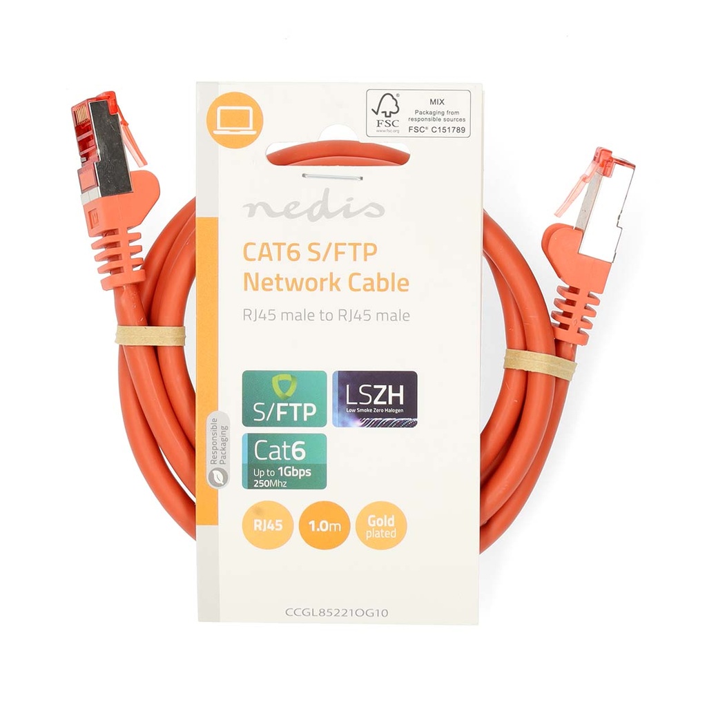 Nedis CCGL85221OG10 CAT6 Netwerkkabel S/FTP 1m Oranje