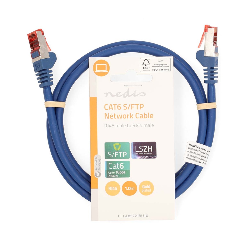 Nedis CCGL85221BU10 CAT6 Netwerkkabel S/FTP 1m Blauw