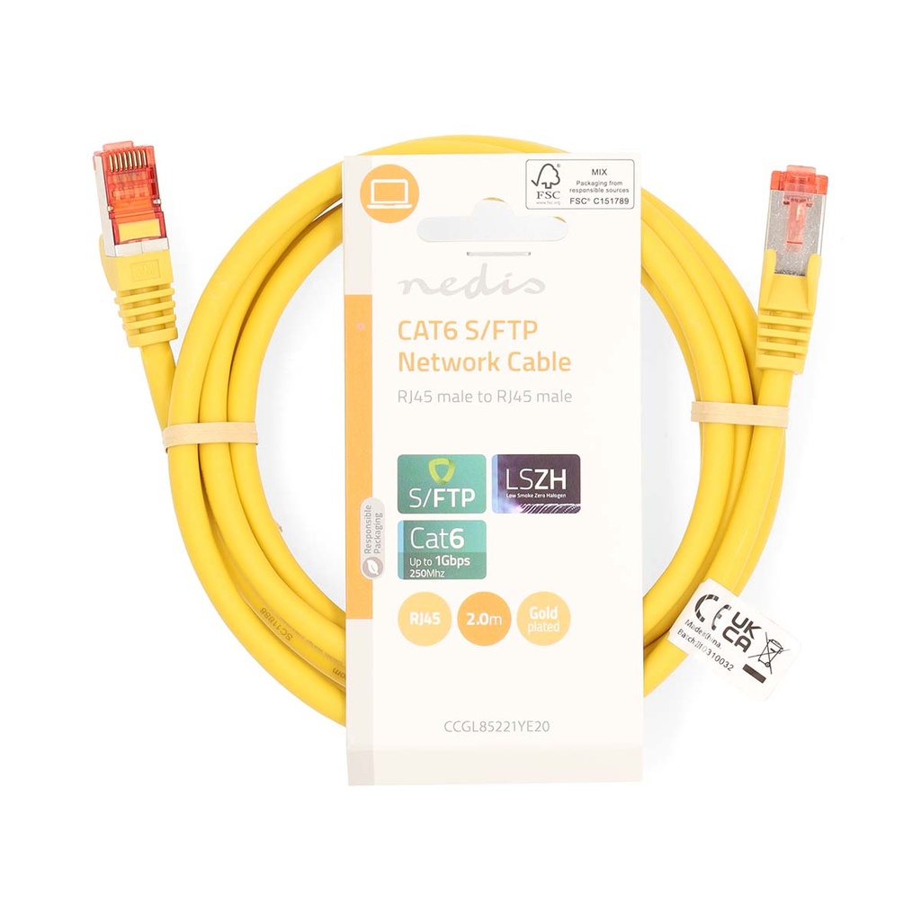 Nedis CCGL85221YE20 CAT6 Netwerkkabel S/FTP 2m Geel