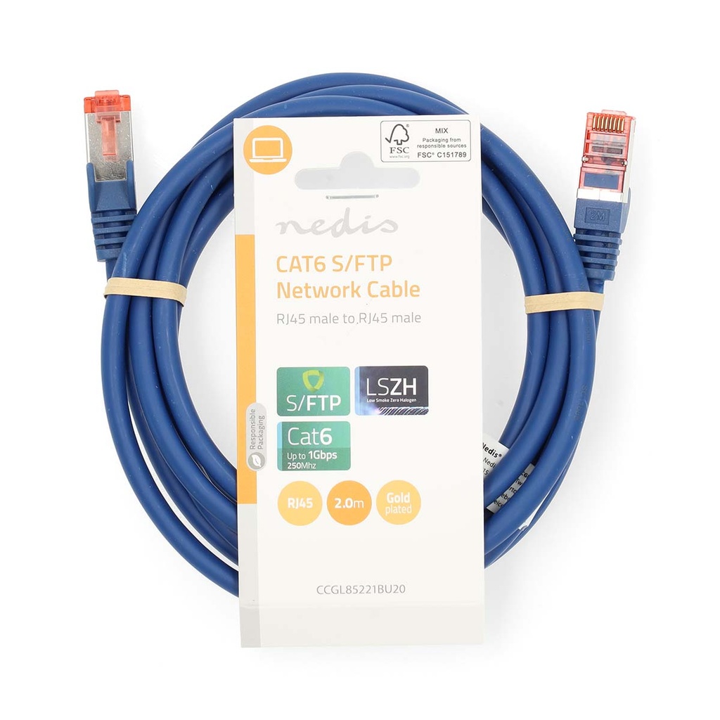 Nedis CCGL85221BU20 CAT6 Netwerkkabel S/FTP 2m Blauw