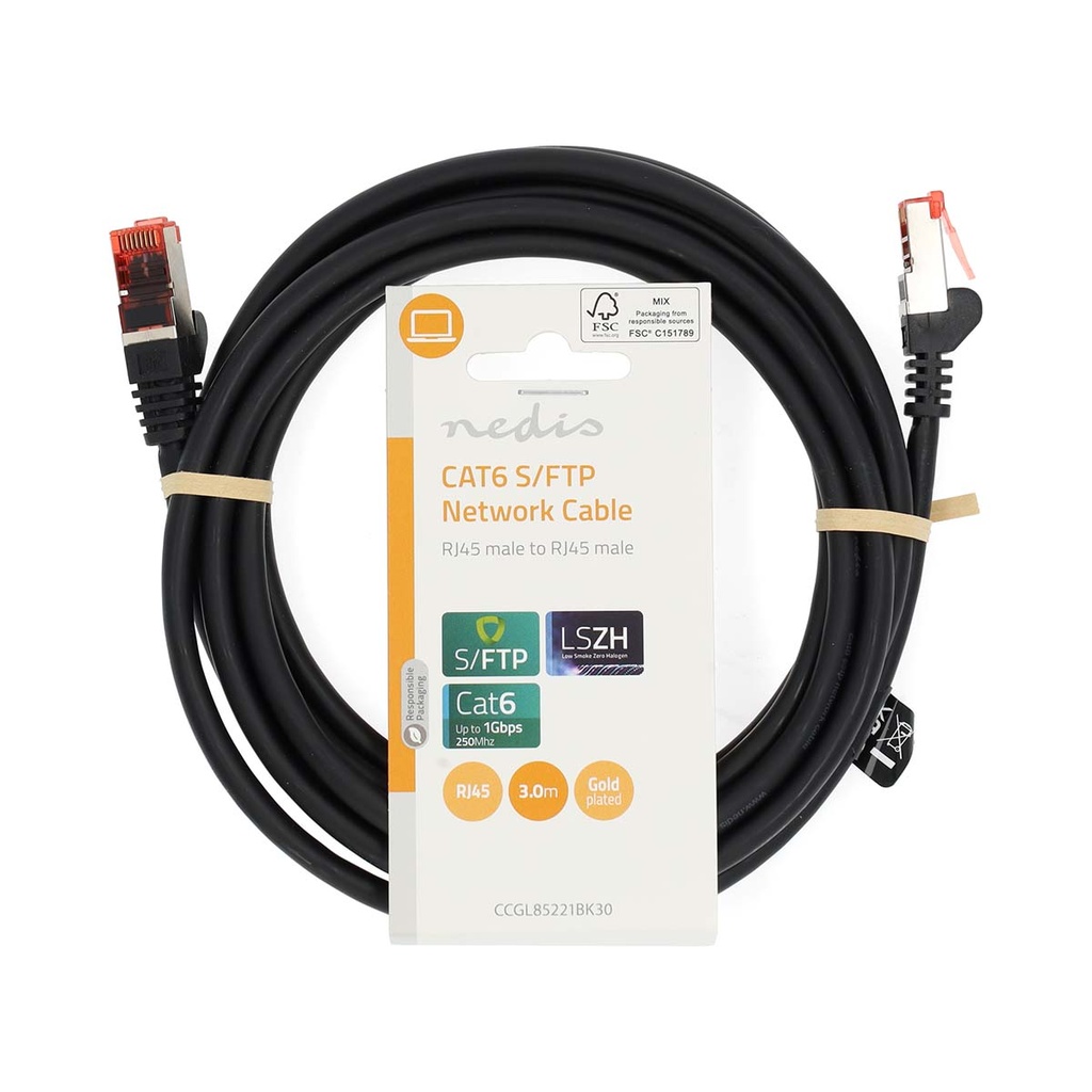Nedis CCGL85221BK30 Cat6 Netwerkkabel S/FTP 3m Zwart