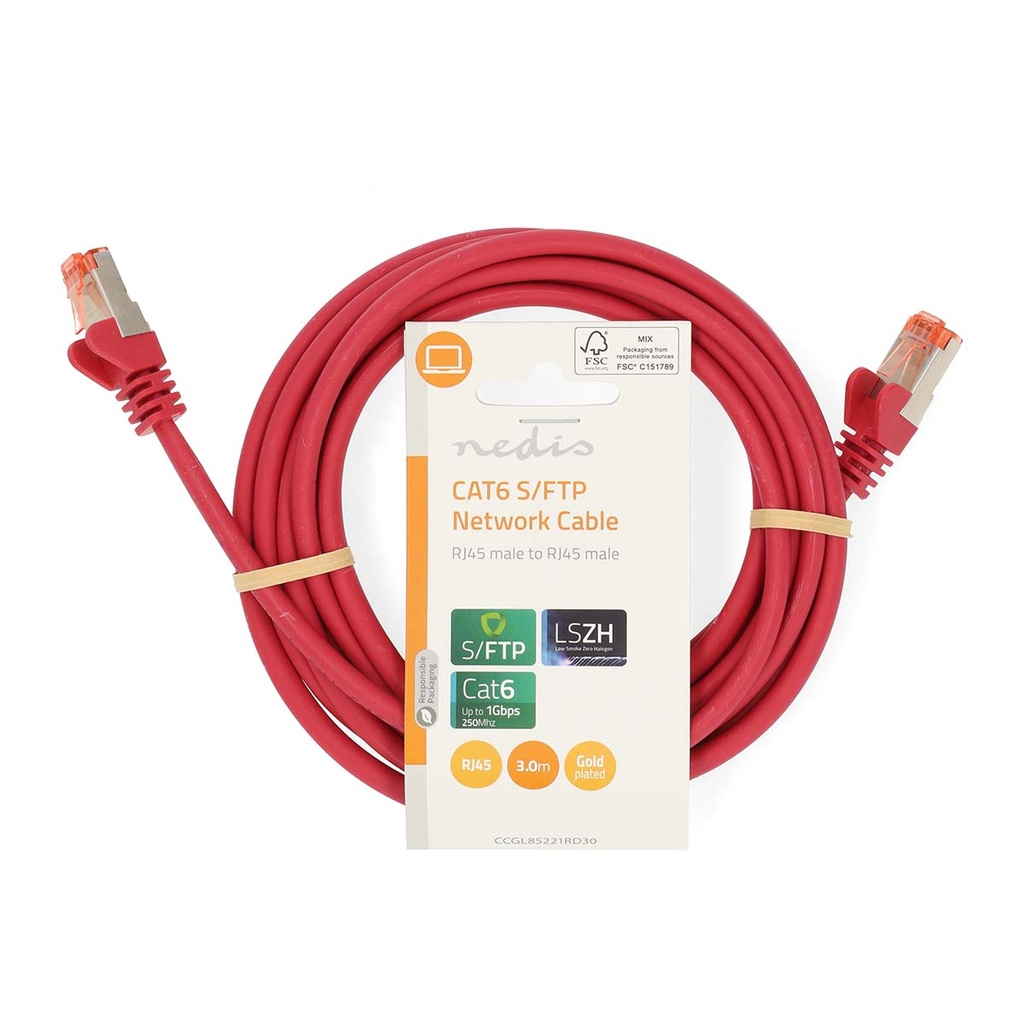 Nedis CCGL85221RD30 Cat6 Netwerkkabel S/FTP 3m Rood