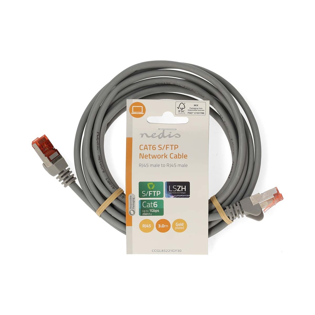 PatchkNedis CCGL85221GY30 CAT6 Netwerkkabel S/FTP 3m Grijs