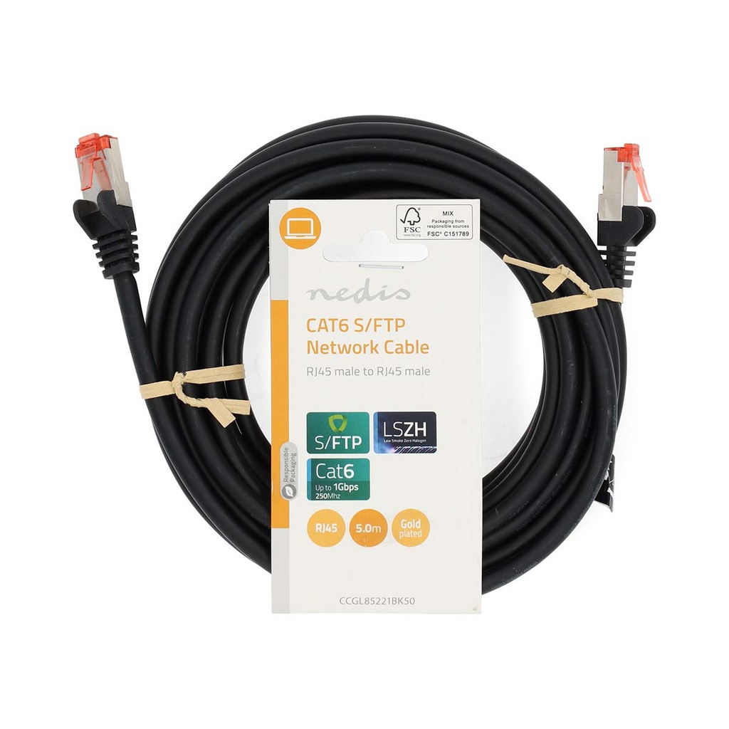 Nedis CCGL85221BK50 CAT6 Netwerkkabel S/FTP 5m Zwart