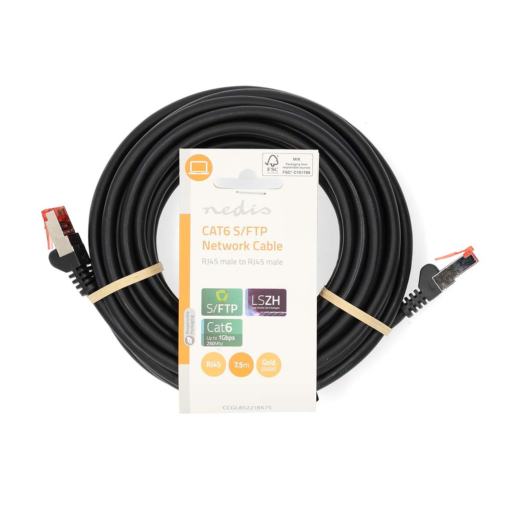 Nedis CCGL85221BK75 CAT6 Netwerkkabel S/FTP 7.5m Zwart