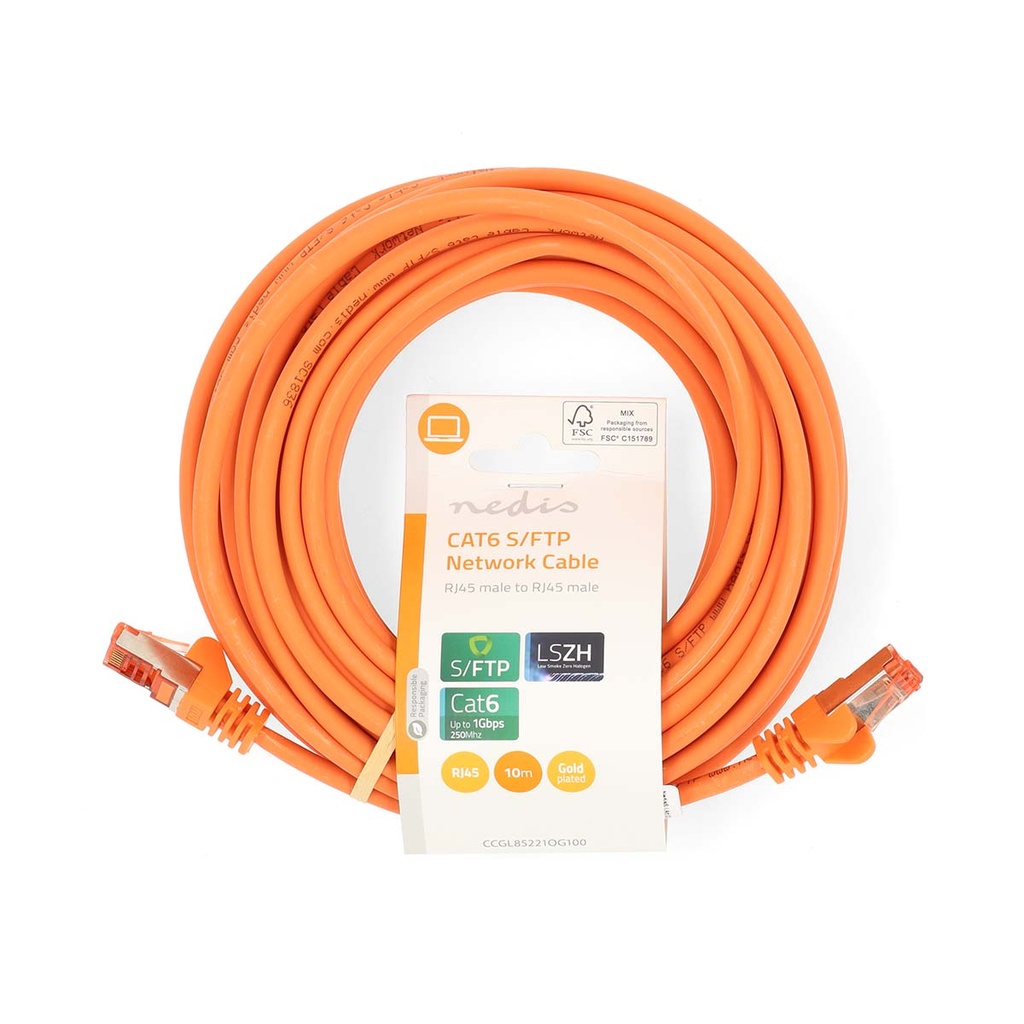 Nedis CCGL85221OG100 CAT6 Netwerkkabel S/FTP 10m Oranje