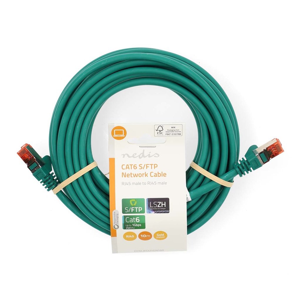 Nedis CCGL85221GN100 CAT6 Netwerkkabel S/FTP 10m Groen