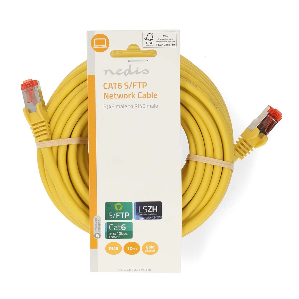 Nedis CCGL85221YE100 CAT6 Netwerkkabel S/FTP 10m geel