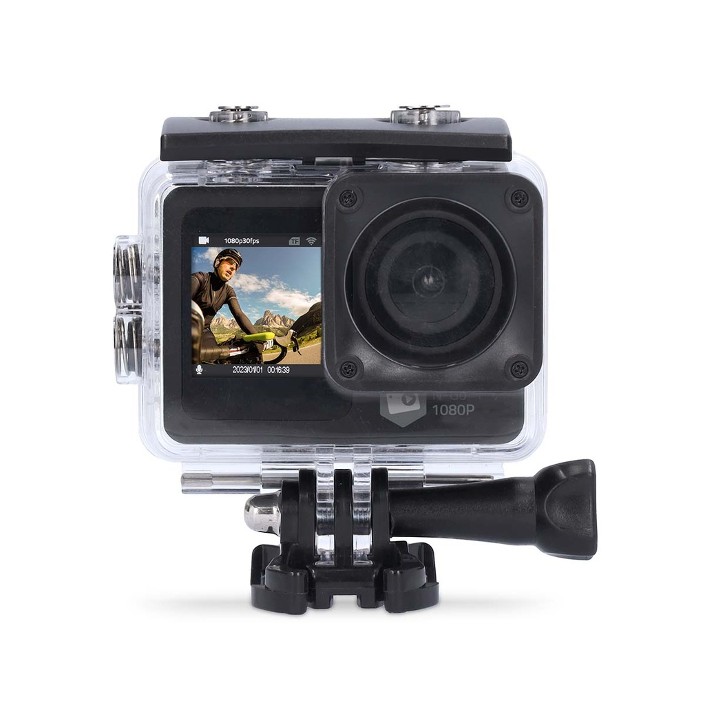 Nedis ACAM31BK Action Cam Dubbel scherm 1080p@30fps 12 M Waterbestendig Zwart