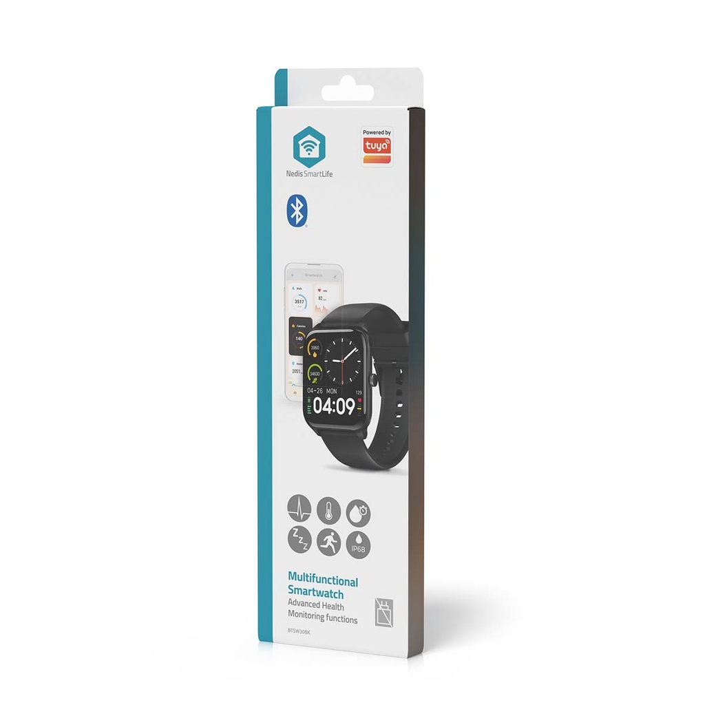 Nedis BTSW30BK SmartLife-horloge 1.69 " IP68 Zwart