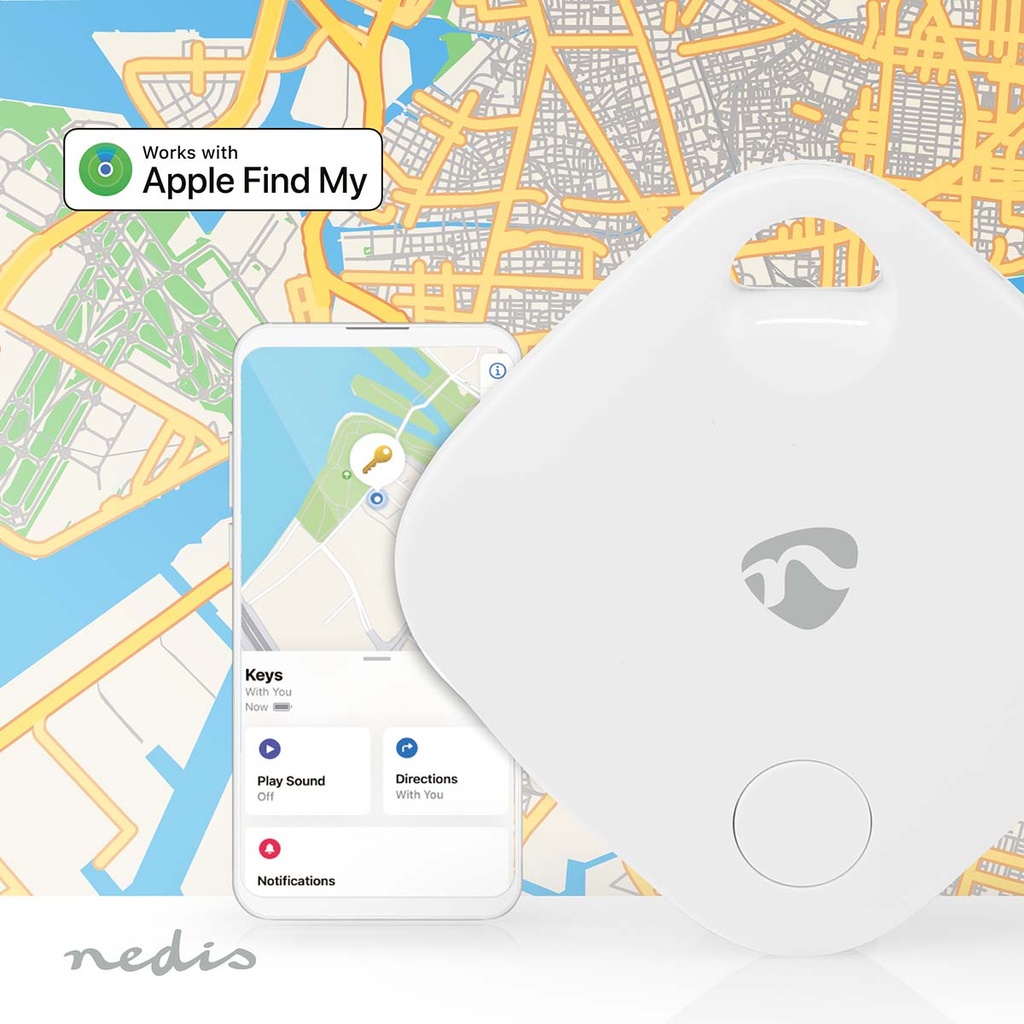 Nedis BTTAG10WT Keyfinder Apple CR2032 Bluetooth Wit 1 Stuks