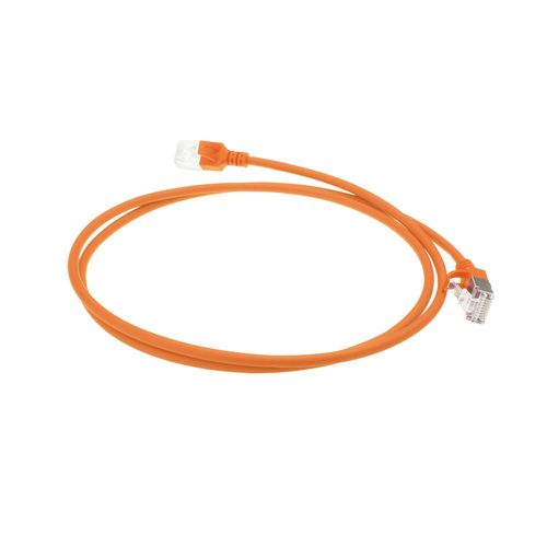 ACT Oranje 1 meter LSZH U/FTP CAT6A datacenter slimline patchkabel snagless met RJ45 connectoren