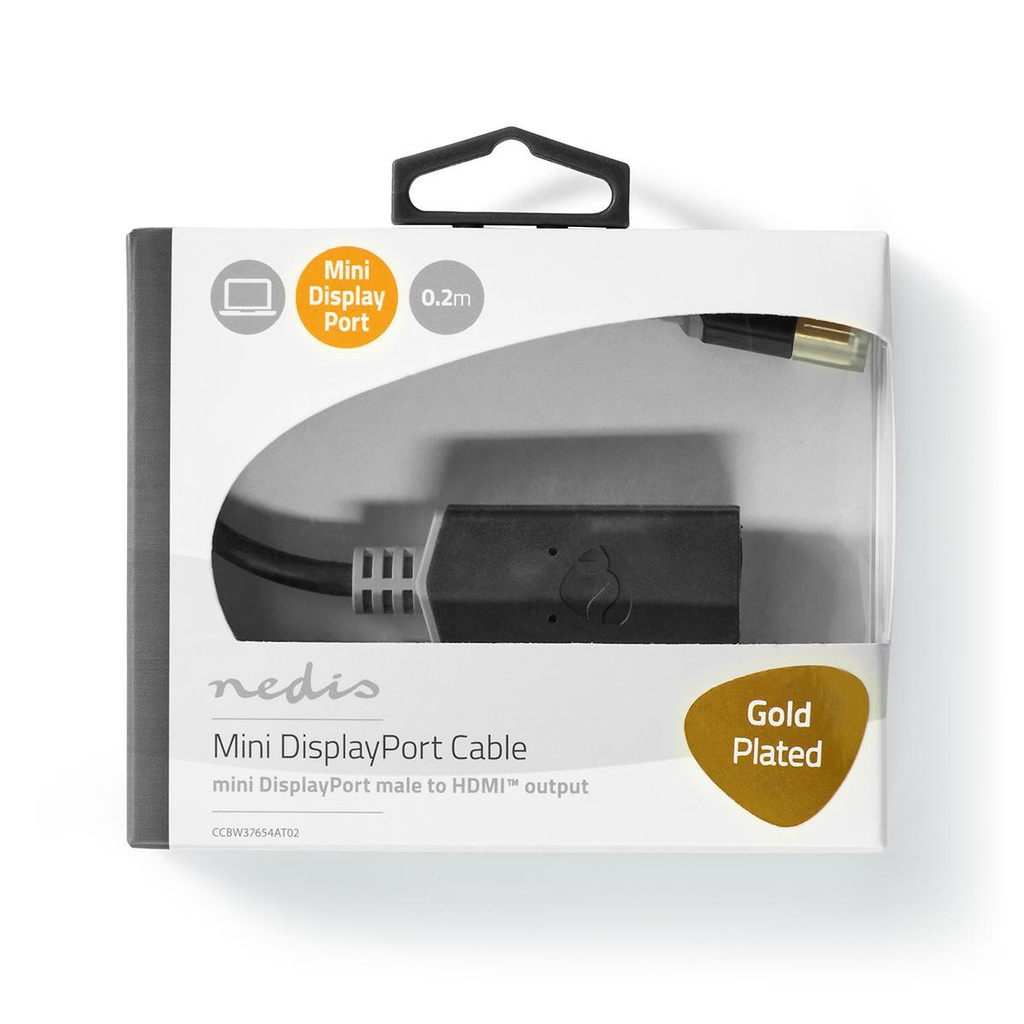 Nedis CCBW37654AT02 Mini DisplayPort 1.4-Kabel Mini-DisplayPort - HDMI Vrouwelijk Verguld 20cm Zwart