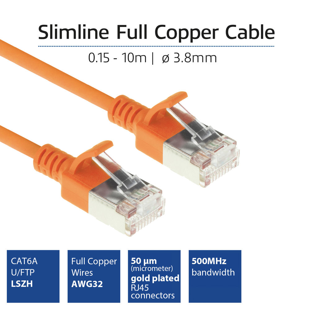 ACT U/FTP-kabel 2m LSZH CAT6A Snagless Oranje- DC7102