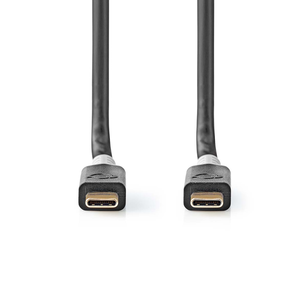 Nedis CCBW64020AT20 USB 3.2 Gen 2x2-Kabel USB-C 100W 4K@60Hz 20 Gbps Verguld 2m Zwart