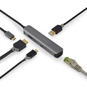Nedis CCBW64220AT02 USB 3.2 Gen 1 Adapter USB-C - HDMI + RJ45 + USB-A + USB-C 5 Gbps 20cm Zwart
