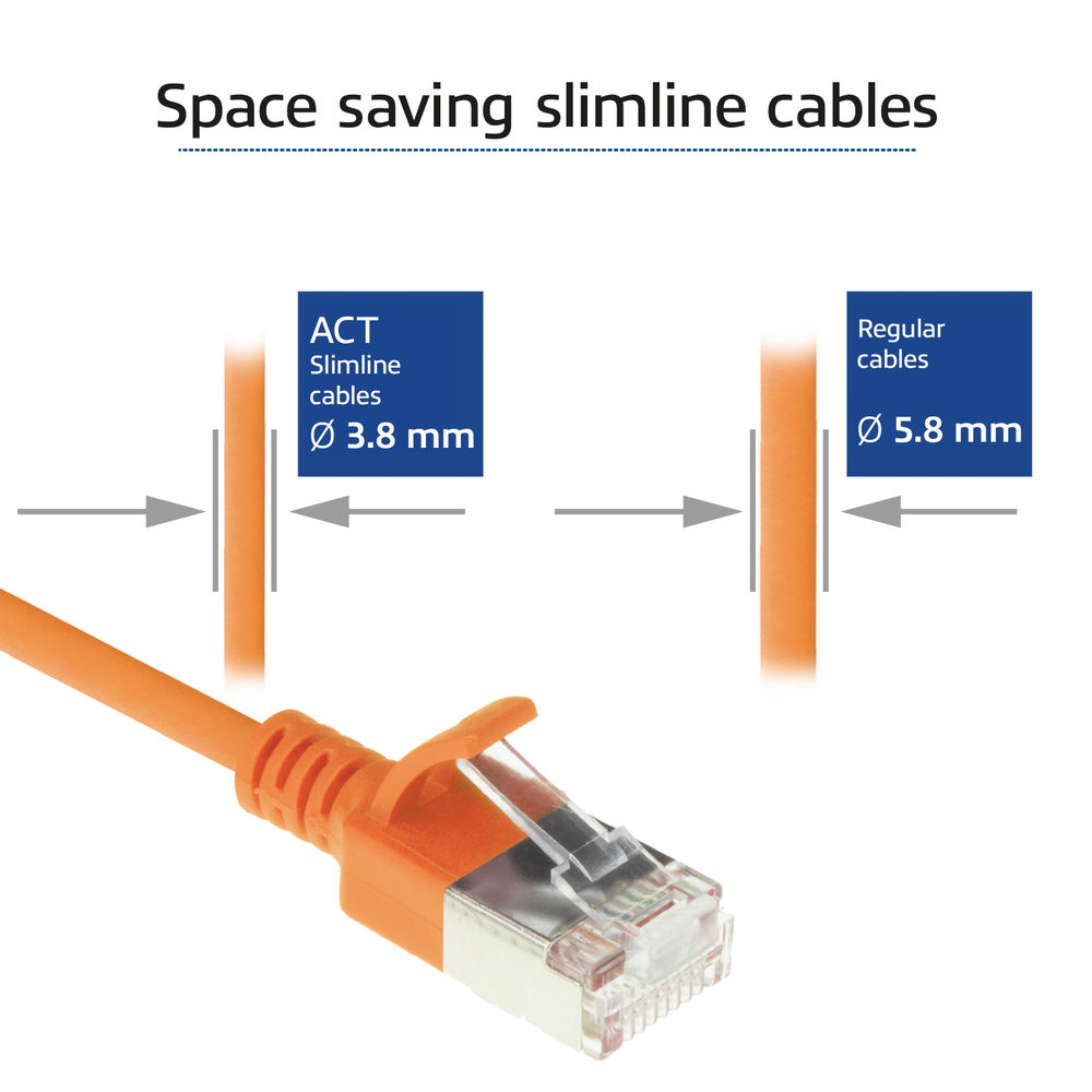 ACT U/FTP-kabel 2m LSZH CAT6A Snagless Oranje- DC7102