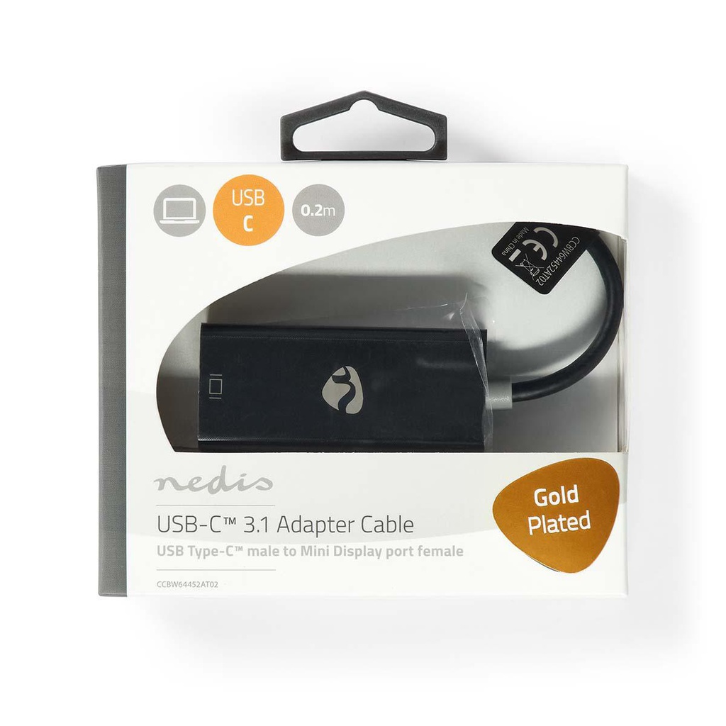 Nedis CCBW64452AT02  USB 3.2 Gen 1 Adapter USB-C- Mini DisplayPort Vrouwelijk 20cm Verguld Zwart