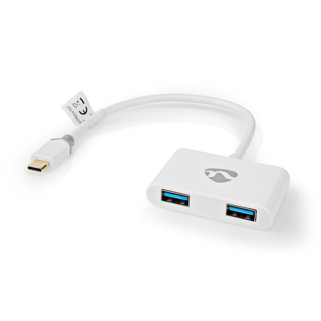 Nedis CCBW65960WT02 USB 3.1 Gen1 Multi-Port Adapter USB-C - 2x USB-A 1000 Mbps 20cm verguld Wit