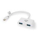Nedis CCBW65960WT02 USB 3.1 Gen1 Multi-Port Adapter USB-C - 2x USB-A 1000 Mbps 20cm verguld Wit