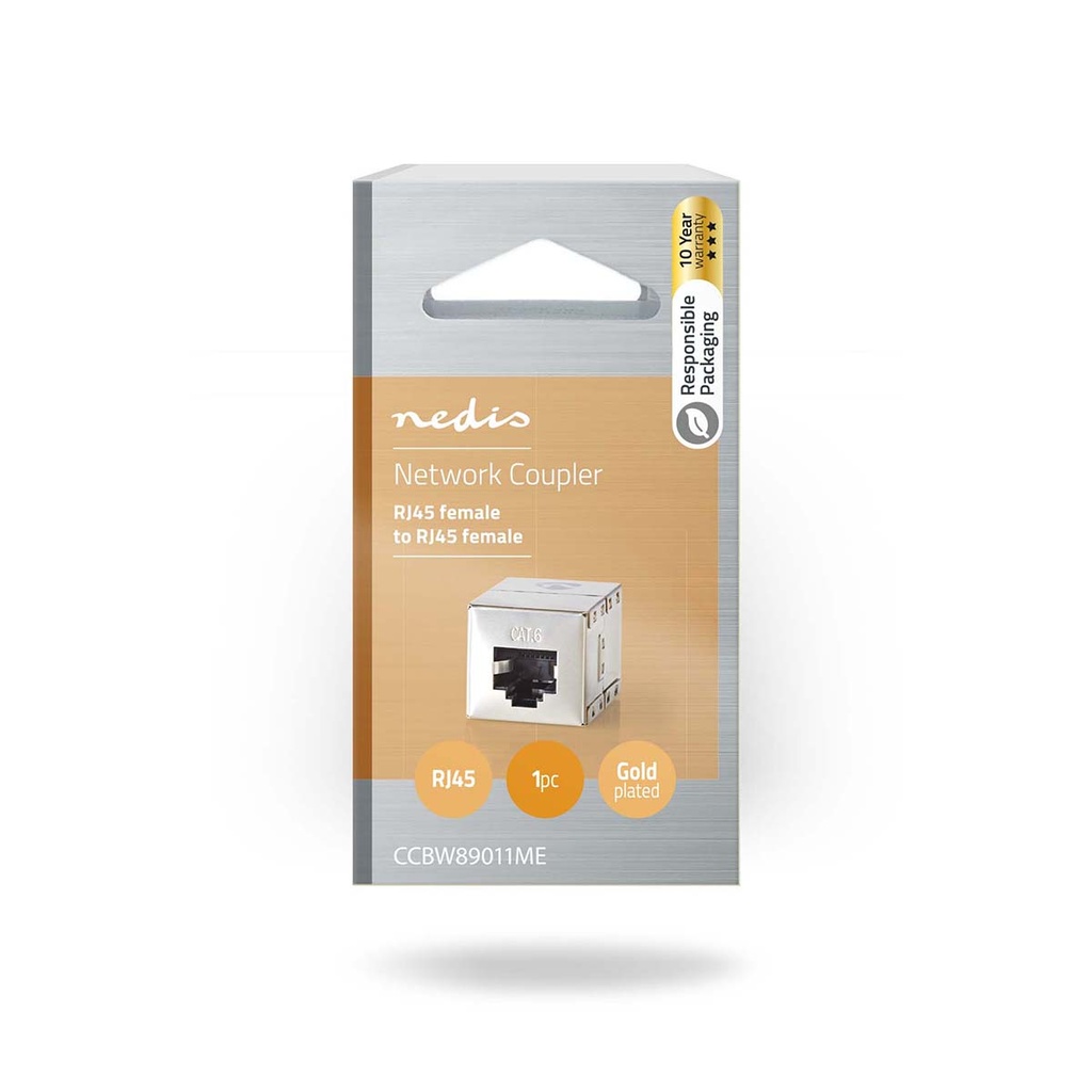 Nedis CCBW89011ME Netwerkkoppeling CAT6 Afgeschermd RJ45 Female Metaal 