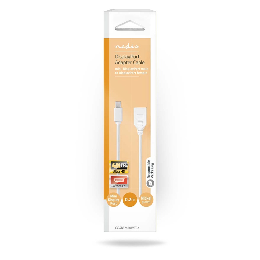 Nedis CCGB37450WT02 DisplayPort 1.2-Kabel |Mini-DisplayPort - DisplayPort Vrouwelijk 4k@60Hz Wit