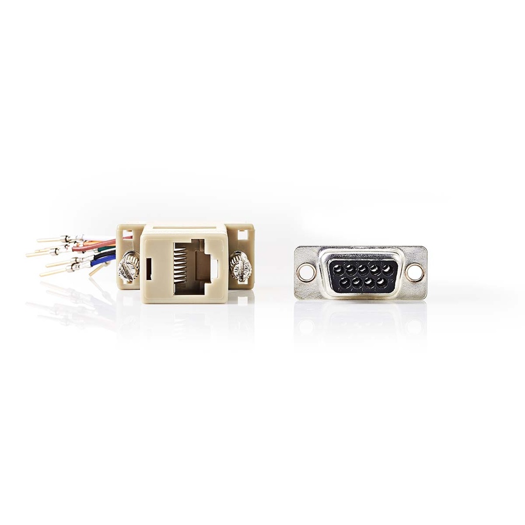 Nedis CCGB52821IV Seriële Adapter D-SUB 9-Pins - RJ45 Vrouwelijk Vernikkeld Beige