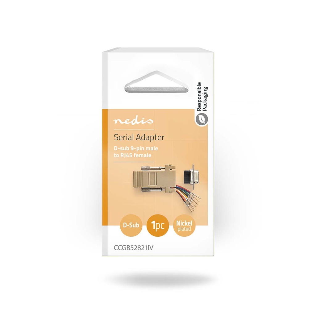 Nedis CCGB52821IV Seriële Adapter D-SUB 9-Pins - RJ45 Vrouwelijk Vernikkeld Beige