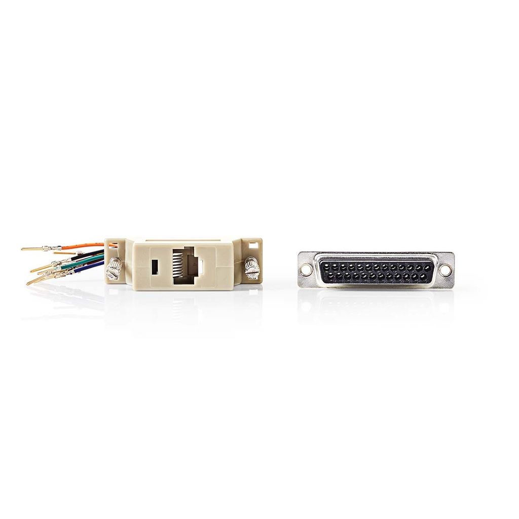Nedis CCGB52822IV Seriële Adapter D-SUB 25-Pins Vrouwelijk - RJ45 Vrouwelijk Vernikkeld Beige