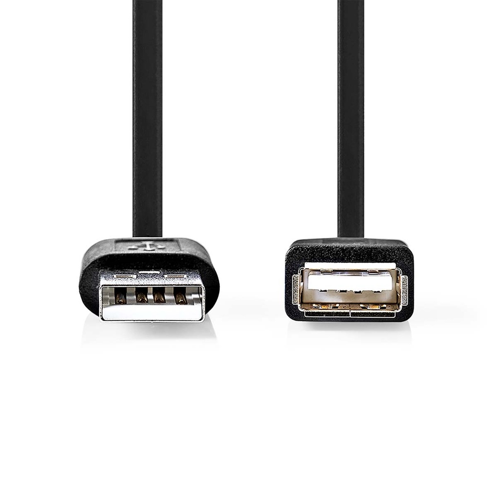 Nedis CCGB60010BK02 USB 2.0-Kabel USB-A - USB-A vrouwelijk 480 Mbps Vernikkeld 20cm Zwart