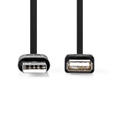 Nedis CCGB60010BK02 USB 2.0-Kabel USB-A - USB-A vrouwelijk 480 Mbps Vernikkeld 20cm Zwart