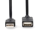 Nedis CCGB60010BK10 USB 2.0-Kabel USB-A - USB-A Vrouwelijk 480 Mbps Vernikkeld 1m Zwart