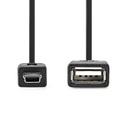 Nedis CCGB60315BK02 USB 2.0 -Adapter USB Mini-B - USB-A vrouwelijk 480 Mbps 20cm Vernikkeld Zwart