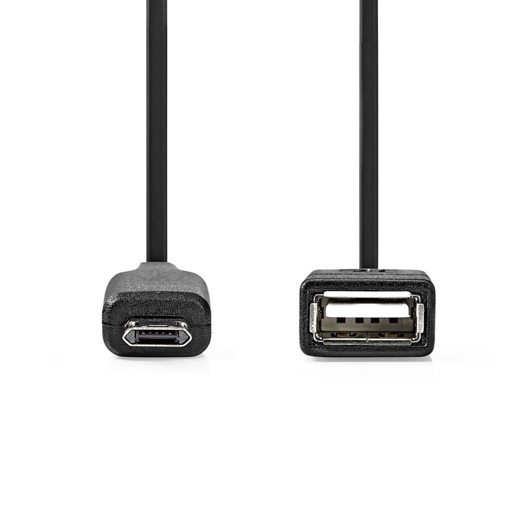 Nedis CCGB60515BK02 USB 2.0 Micro-B Adapter  USB Micro-B - USB-A Vrouwelijk 480 Mbps 20cm Zwart
