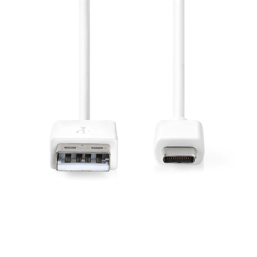 Nedis CCGB60600WT20 USB 2.0-Kabel USB-A - USB-C 60 W 480 Mbps Vernikkeld 2m Wit