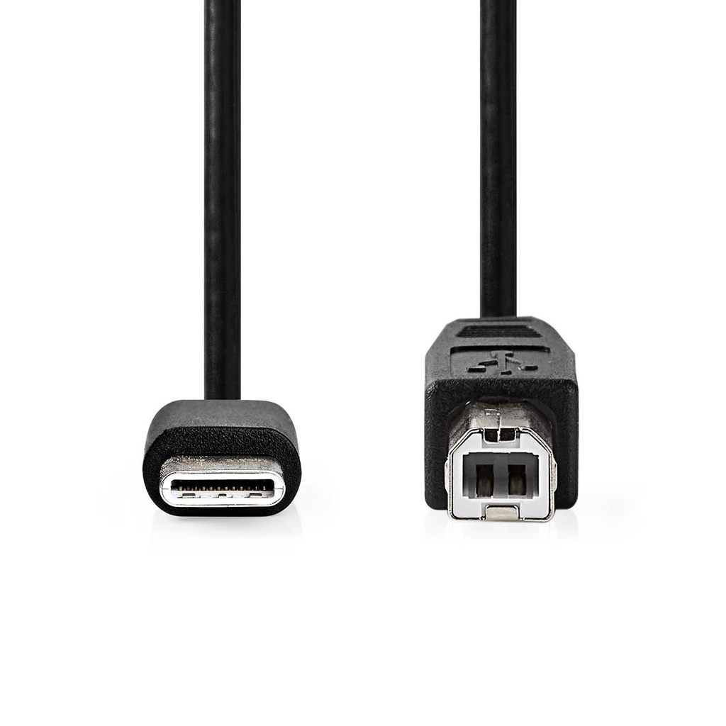 Nedis CCGB60650BK20 USB 2.0-Kabel USB-C - USB-B 480 Mbps Vernikkeld 2m Zwart