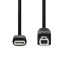 Nedis CCGB60650BK20 USB 2.0-Kabel USB-C - USB-B 480 Mbps Vernikkeld 2m Zwart
