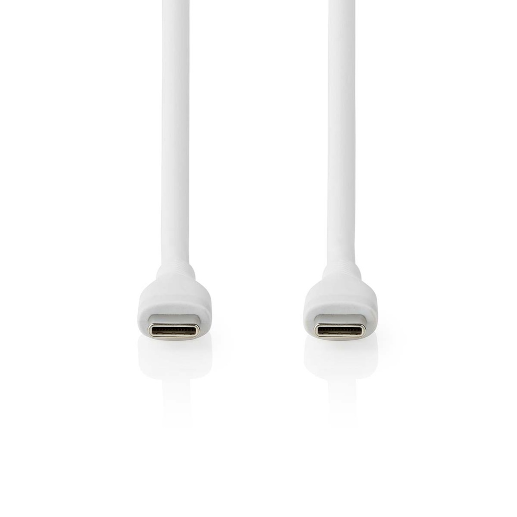 Nedis CCGB60820WT15 USB 2.0-Kabel  USB-C 60 W 480 Mbps Vernikkeld 1.5m Wit