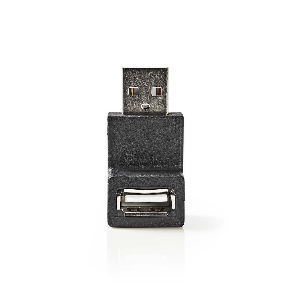 Nedis CCGB60940BK USB-A Adapter | USB 2.0 | USB-A Male | USB-A Female | 480 Mbps | Rond | Vernikkeld | PVC | Zwart | Doos