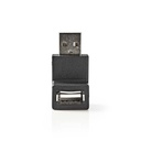 Nedis CCGB60940BK USB-A Adapter | USB 2.0 | USB-A Male | USB-A Female | 480 Mbps | Rond | Vernikkeld | PVC | Zwart | Doos