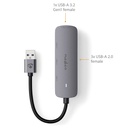 Nedis CCGB61210GY01 USB-Hub 4x USB A Vrouwelijk USB 2.0 / USB 3.2 Gen 1 Grijs