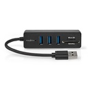 Nedis CCGB61250BK01 USB 3.2 Gen 1-Hub 3x USB A vrouwelijk SD & MicroSD 5 Gbps Zwart