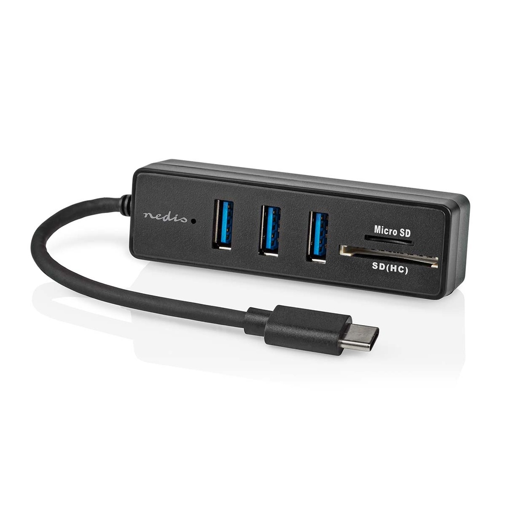 Nedis CCGB64250BK01  USB 3.2 Gen 1-Hub USB-C -3x USB A / SD & MicroSD 5 Gbps Zwart
