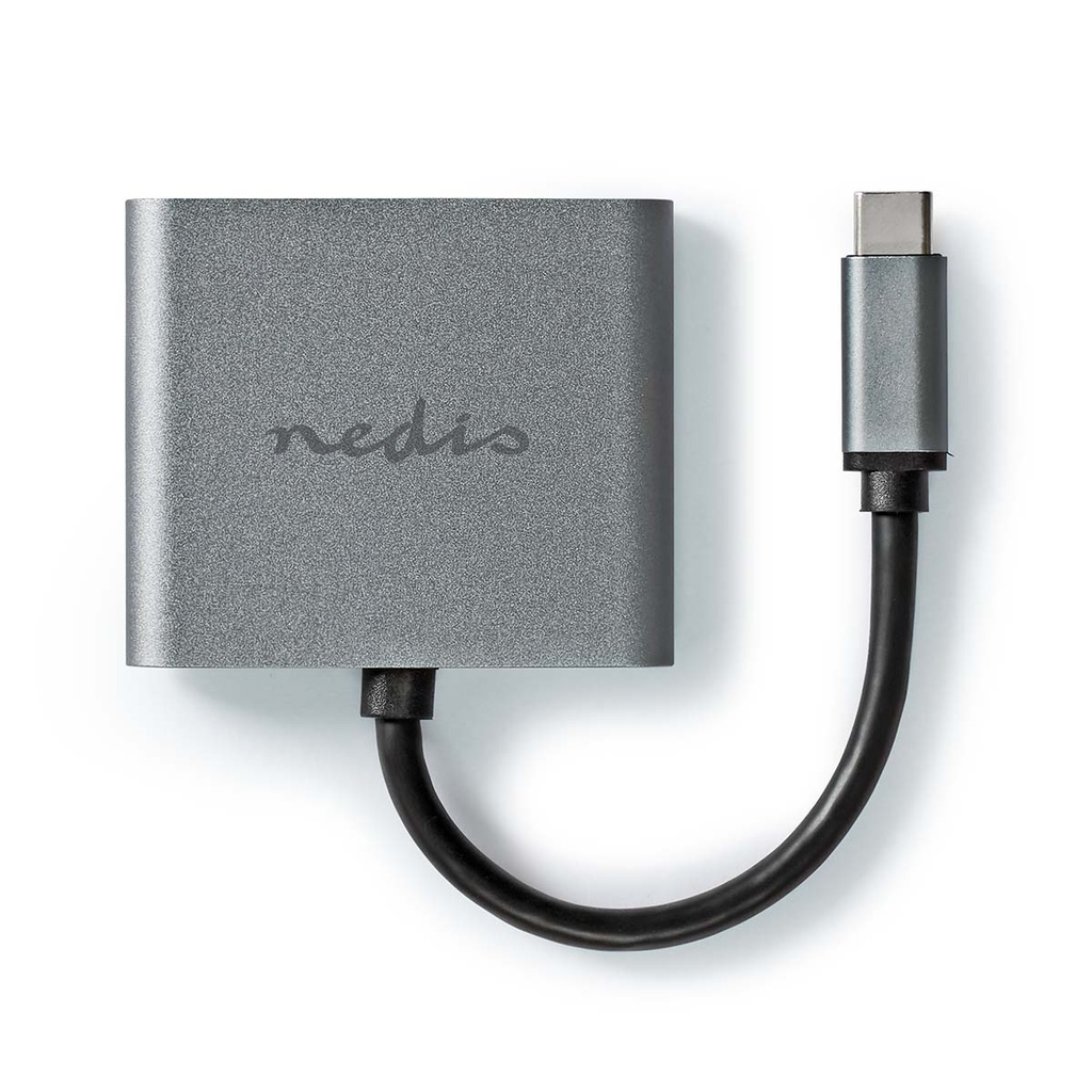 Nedis CCGB64670BK01 USB 3.2 Gen 1 Adapter USB-C 2x HDMI  4K@30Hz 10cm Vernikkeld Zwart 