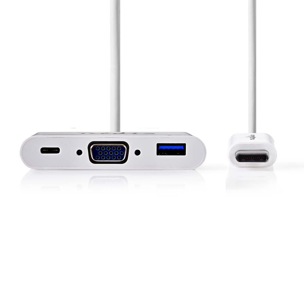 Nedis CCGB64760WT02 USB 3.1Multi-Port Adapter USB-C - USB-A / USB-C / VGA 5 Gbps 20cm Vernikkeld Wit