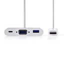 Nedis CCGB64760WT02 USB 3.1Multi-Port Adapter USB-C - USB-A / USB-C / VGA 5 Gbps 20cm Vernikkeld Wit